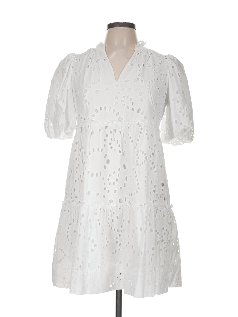 Tuckernuck White Eyelet Tiered Mini Dress M